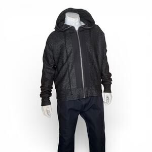 Pyer Moss Black Marled Full-Zip Heavyweight Panel Hoodie